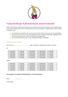 Vakantieklasje Kabouterland: zomervakantie