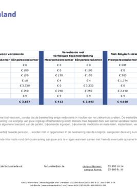 289074 Prijsraming Totale heupprothese dagziekenhuis