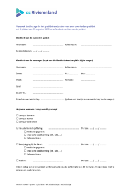 Verzoek tot inzage in het patiëntendossier van een overleden patiënt