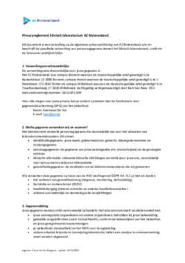 Privacyreglement klinisch laboratorium AZ Rivierenland