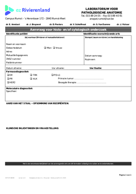 Aanvraag histo- en of cytologisch onderzoek