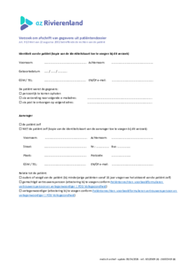 Aanvraag inzage of afschrift medische informatie