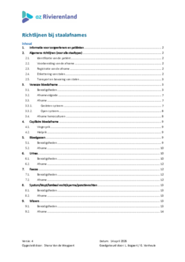 Richtlijnen bij staalafnames