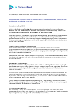 28/04/2026: AZ Rivierenland blijft zelfstandig en toekomstgericht