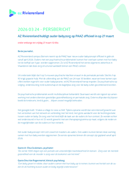 27/03/2026: Primeur ouder baby zorg op PAAZ