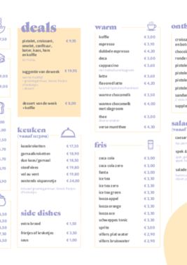 Bistro Azter campus Bornem - menukaart
